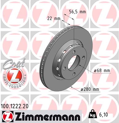 ZIMMERMANN Első féktárcsa 100.1222.20_ZIM