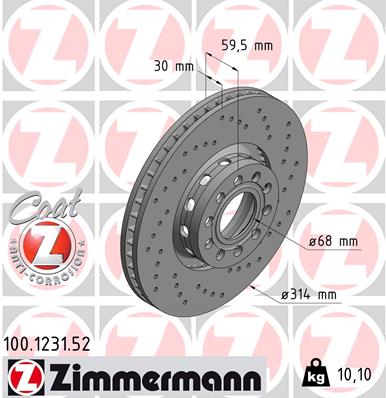 ZIMMERMANN Első féktárcsa 100.1231.52_ZIM