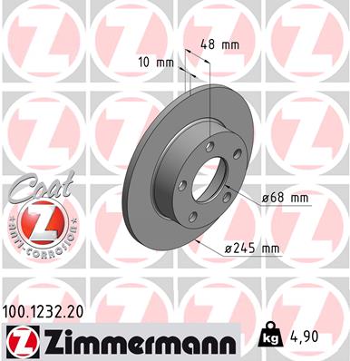 ZIMMERMANN Hátsó féktárcsa 100.1232.20_ZIM