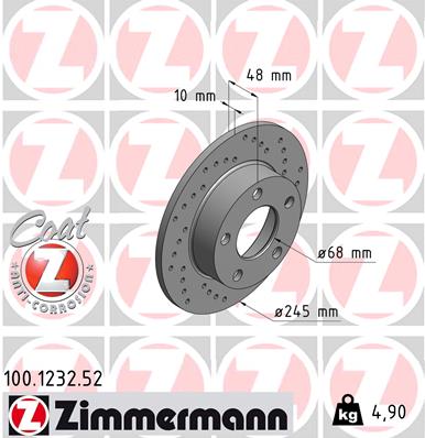 ZIMMERMANN Hátsó féktárcsa 100.1232.52_ZIM