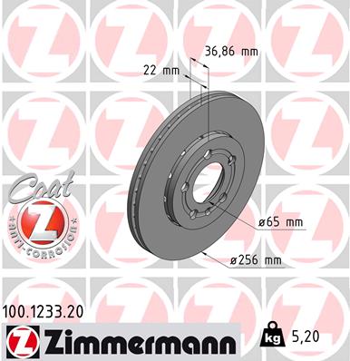 ZIMMERMANN Első féktárcsa 100.1233.20_ZIM