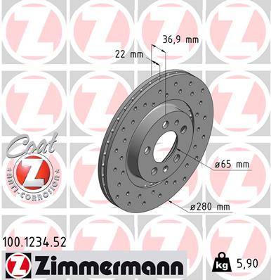 ZIMMERMANN Első féktárcsa 100.1234.52_ZIM