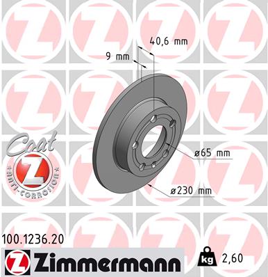 ZIMMERMANN Hátsó féktárcsa 100.1236.20_ZIM