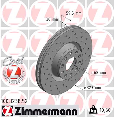 ZIMMERMANN Első féktárcsa 100.1238.52_ZIM