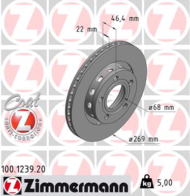 ZIMMERMANN Hátsó féktárcsa 100.1239.20_ZIM