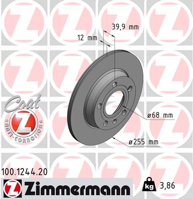 ZIMMERMANN Hátsó féktárcsa 100.1244.20_ZIM