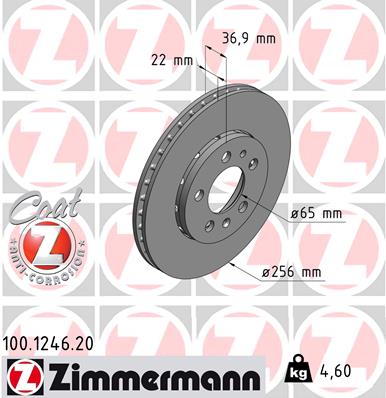 ZIMMERMANN Első féktárcsa 100.1246.20_ZIM