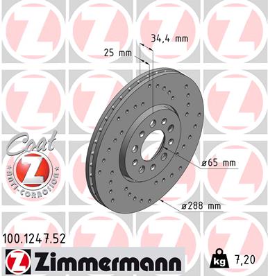 ZIMMERMANN Első féktárcsa 100.1247.52_ZIM