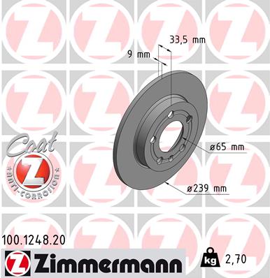 ZIMMERMANN Hátsó féktárcsa 100.1248.20_ZIM