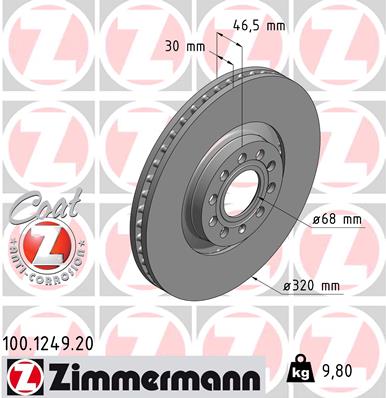 ZIMMERMANN Első féktárcsa 100.1249.20_ZIM