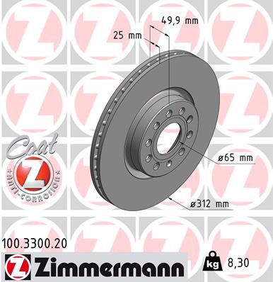 ZIMMERMANN Első féktárcsa 100.3300.20_ZIM