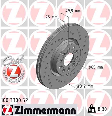 ZIMMERMANN Első féktárcsa 100.3300.52_ZIM