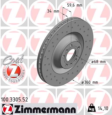 ZIMMERMANN Első féktárcsa 100.3305.52_ZIM