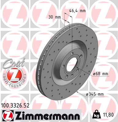 ZIMMERMANN 100.3326.52_ZIM Első féktárcsa