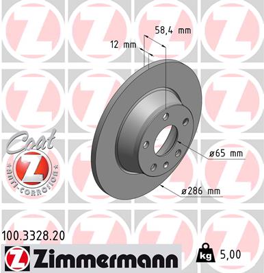 ZIMMERMANN Hátsó féktárcsa 100.3328.20_ZIM