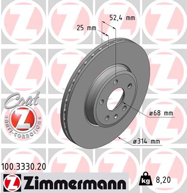 ZIMMERMANN Első féktárcsa 100.3330.20_ZIM