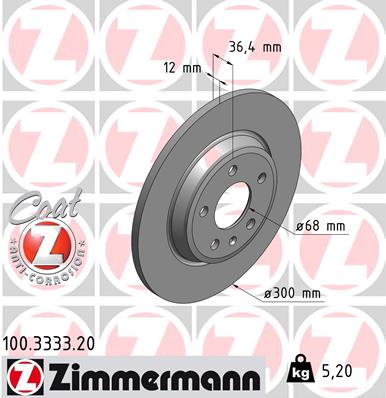 ZIMMERMANN Hátsó féktárcsa 100.3333.20_ZIM