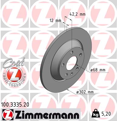 ZIMMERMANN Hátsó féktárcsa 100.3335.20_ZIM