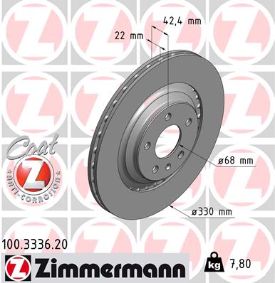 ZIMMERMANN Hátsó féktárcsa 100.3336.20_ZIM