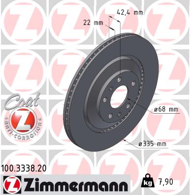 ZIMMERMANN Hátsó féktárcsa 100.3338.20_ZIM