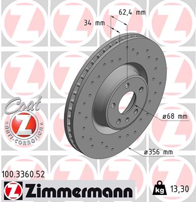 ZIMMERMANN Féktárcsa, mind 100.3360.52_ZIM