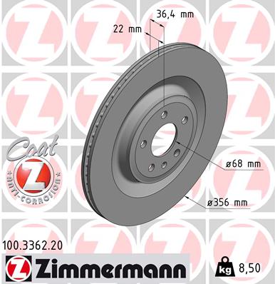 ZIMMERMANN Hátsó féktárcsa 100.3362.20_ZIM