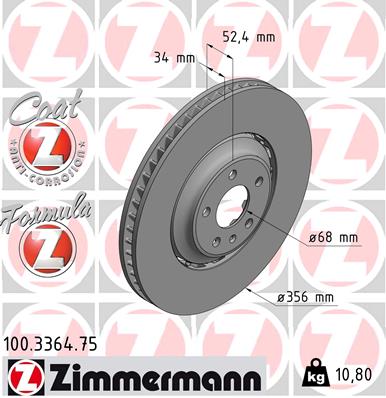 ZIMMERMANN Első féktárcsa 100.3364.75_ZIM