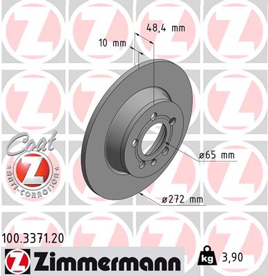 ZIMMERMANN Hátsó féktárcsa 100.3371.20_ZIM