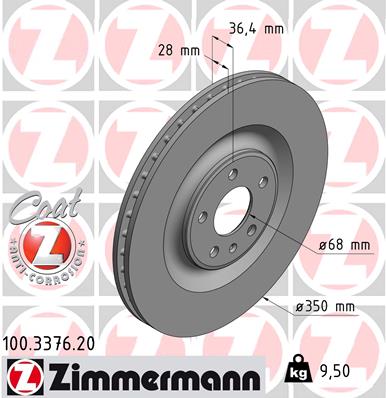 ZIMMERMANN Hátsó féktárcsa 100.3376.20_ZIM