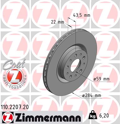 ZIMMERMANN Első féktárcsa 110.2207.20_ZIM