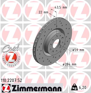 ZIMMERMANN Első féktárcsa 110.2207.52_ZIM