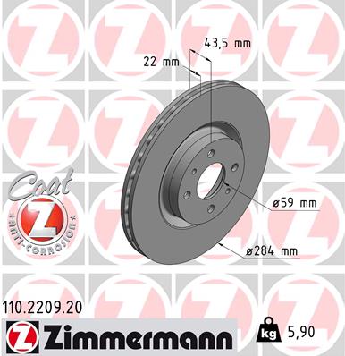 ZIMMERMANN Első féktárcsa 110.2209.20_ZIM