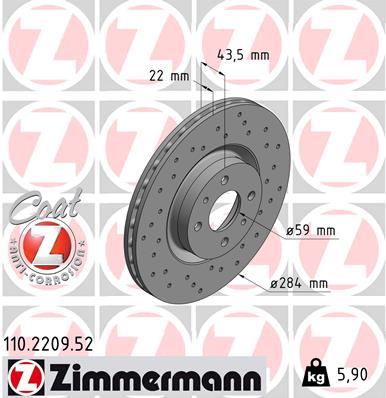 ZIMMERMANN Első féktárcsa 110.2209.52_ZIM