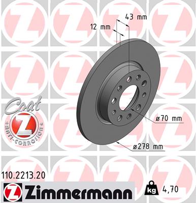 ZIMMERMANN Hátsó féktárcsa 110.2213.20_ZIM