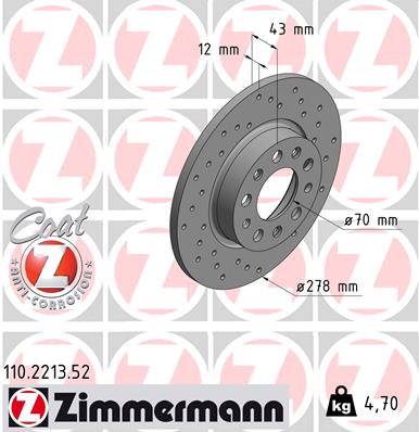 ZIMMERMANN Féktárcsa, mind 110.2213.52_ZIM