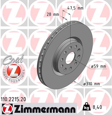 ZIMMERMANN Első féktárcsa 110.2215.20_ZIM