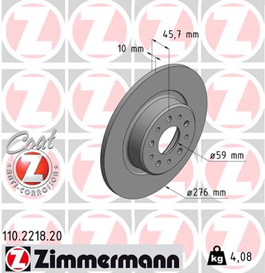 ZIMMERMANN Hátsó féktárcsa 110.2218.20_ZIM