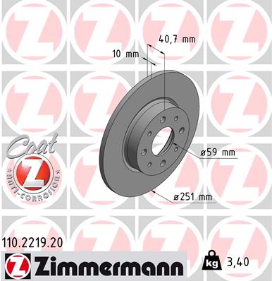 ZIMMERMANN Hátsó féktárcsa 110.2219.20_ZIM