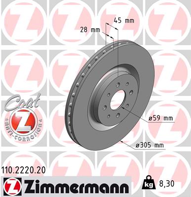 ZIMMERMANN Első féktárcsa 110.2220.20_ZIM