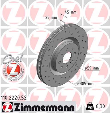 ZIMMERMANN Első féktárcsa 110.2220.52_ZIM