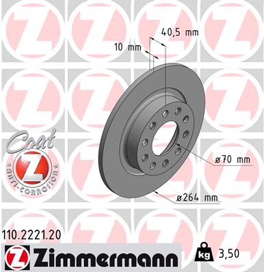 ZIMMERMANN Hátsó féktárcsa 110.2221.20_ZIM