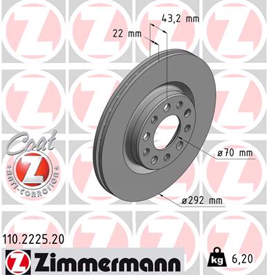 ZIMMERMANN Féktárcsa, mind 110.2225.20_ZIM