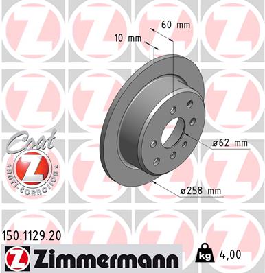 ZIMMERMANN Hátsó féktárcsa 150.1129.20_ZIM