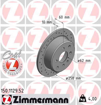 ZIMMERMANN Hátsó féktárcsa 150.1129.52_ZIM