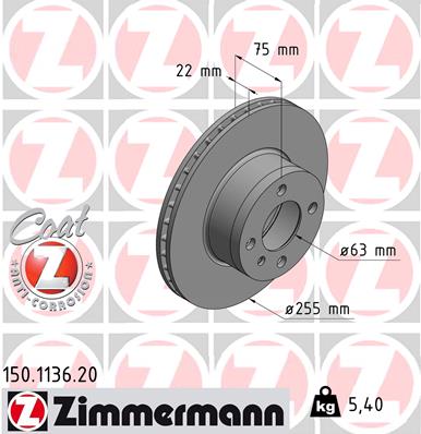 ZIMMERMANN Féktárcsa, mind 150.1136.20_ZIM