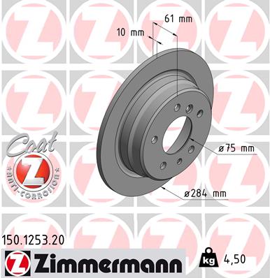 ZIMMERMANN 150.1253.20_ZIM Hátsó féktárcsa