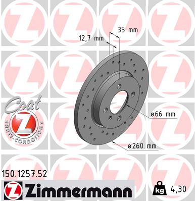 ZIMMERMANN Első féktárcsa 150.1257.52_ZIM