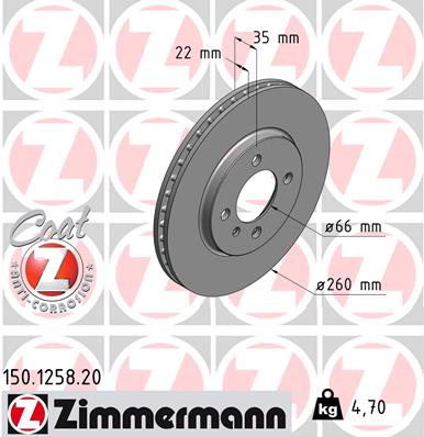 ZIMMERMANN Első féktárcsa 150.1258.20_ZIM