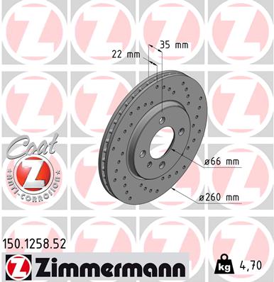 ZIMMERMANN Első féktárcsa 150.1258.52_ZIM