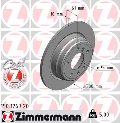 ZIMMERMANN Hátsó féktárcsa 150.1267.20_ZIM